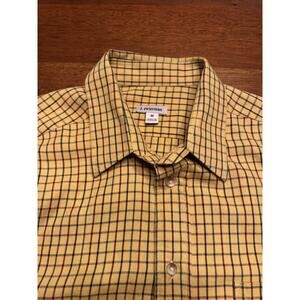 Medium J Peterman Button Up Long Sleeve Tan Tattersall Checkered Dress Shirt